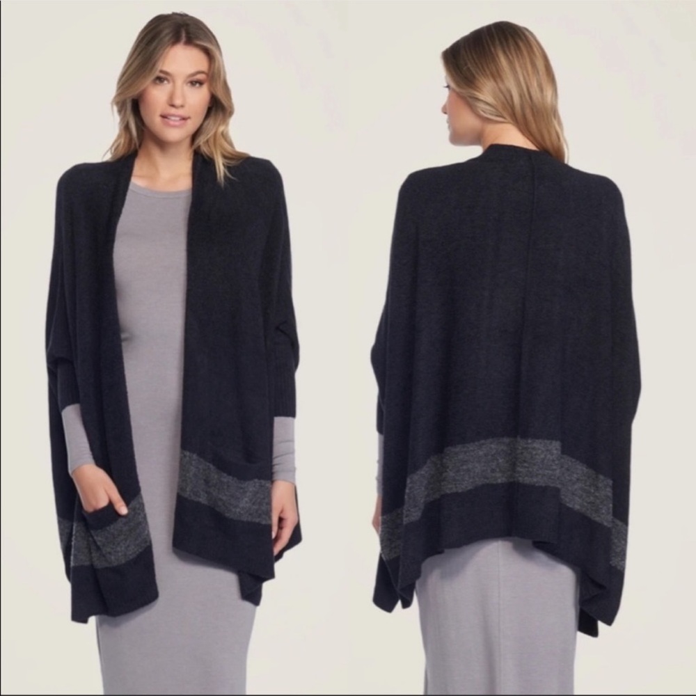 Barefoot Dreams Cozychic Lite cliffside wrap black graphite one size